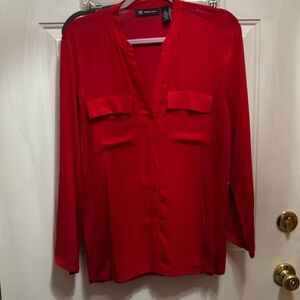New button up V-neck blouse